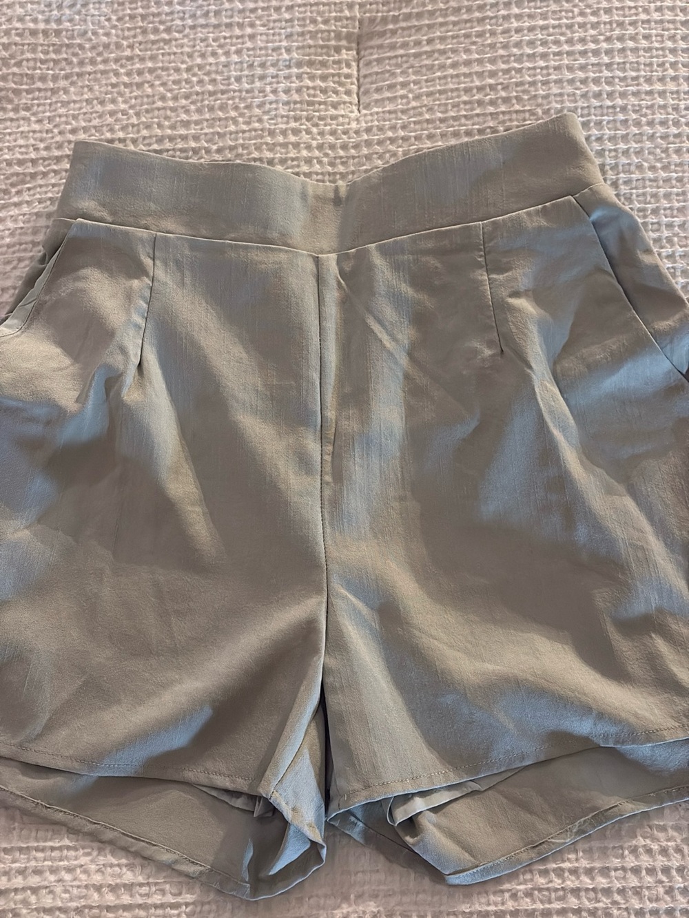 Crescent High-Waist Tailored Shorts - Sage Green